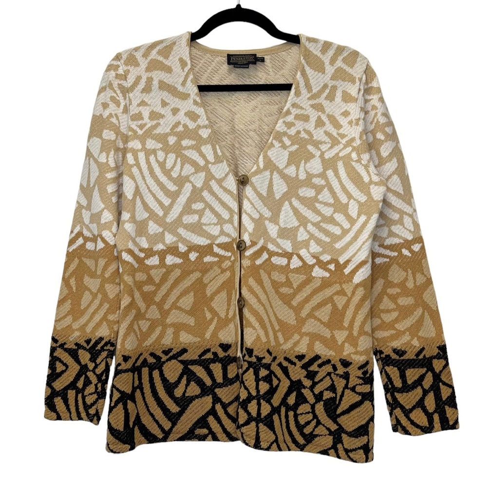 Pendleton Linen Blend Abstract Pattern Cardigan L… - image 1